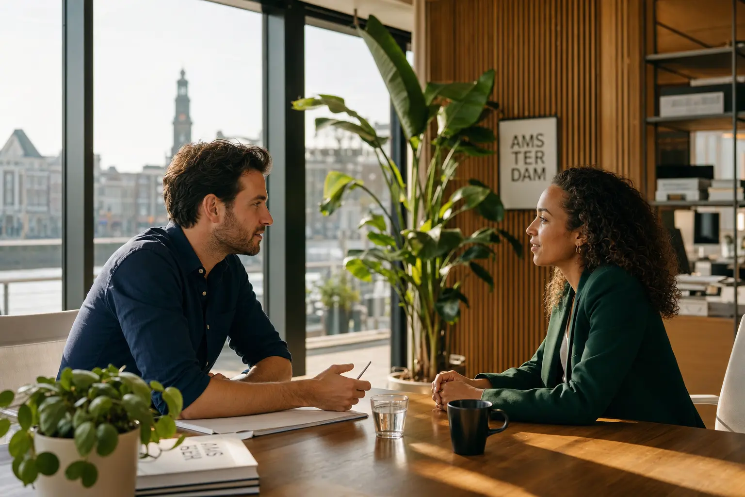 Gesprek tussen twee professionals